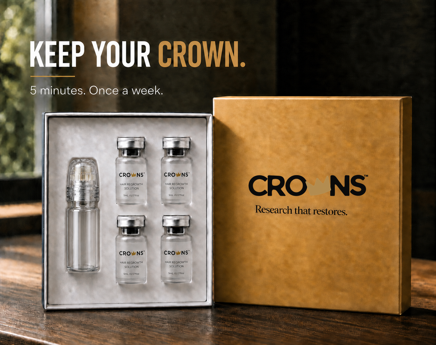 CROWNS Antidote kit with four serum vials and the clear applicator