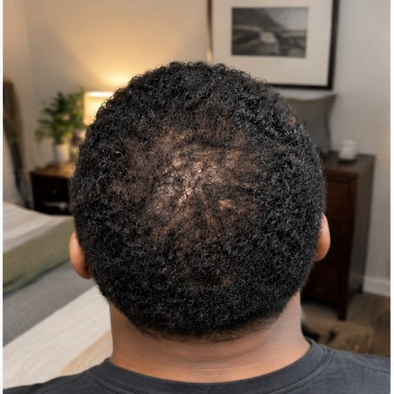 Diego at-home hair progress, month 8