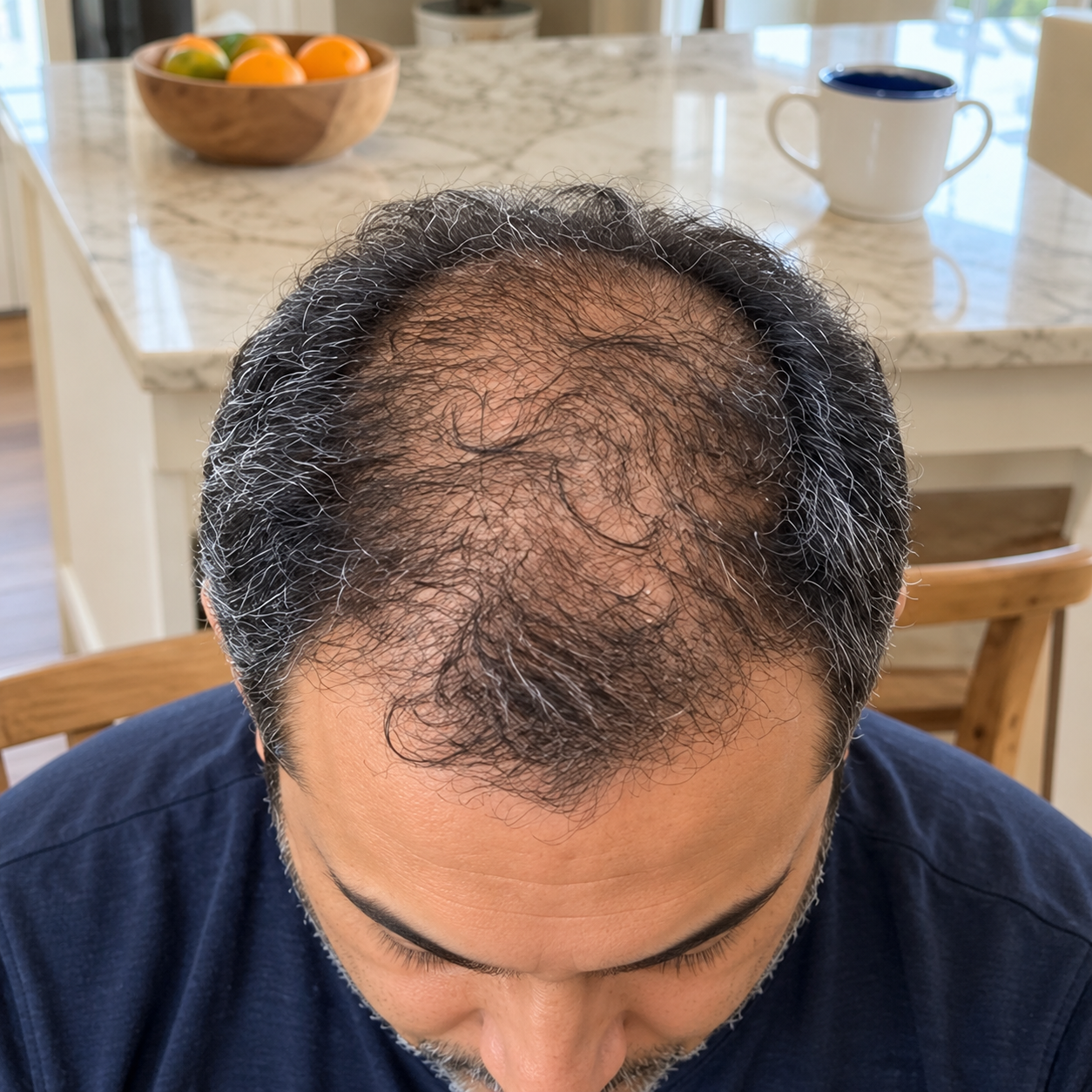 Samir hair progress, month 0